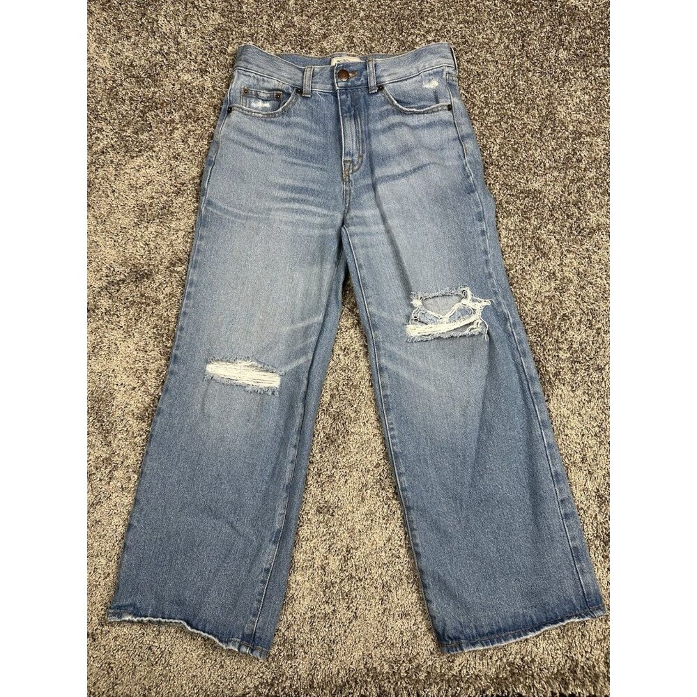 BCBGeneration Womens Jeans 24 Wide Leg Crop Distressed‎ 100% Cotton